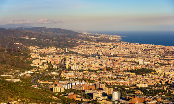View of Barcelona from the top of Sagrat Cor temple