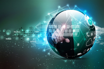 Digital globe in color background