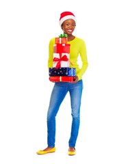 Beautiful african girl with gifts.