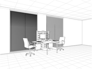 Interior Office Rooms Vector