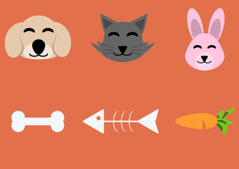 pet with Pet food Flat,Flat style
