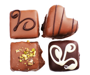 Delicious chocolate candy isolated on white