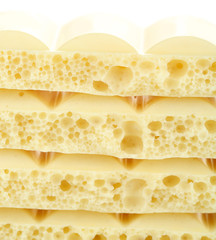 Tasty porous chocolate with empty white background
