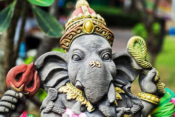 An Ganesha made of stone in bali .
