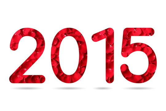 2015 numeric from red rose petal background