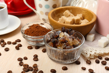 Fresh coffee with several ingredients