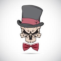 Skull wearing a hat. Vector.