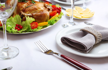 Baked chicken for festive dinner