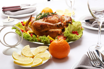 Baked chicken for festive dinner