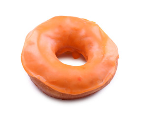 Delicious donut with glaze isolated on white