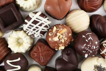 Delicious chocolate candies close-up