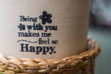 Flower pot with meaning words