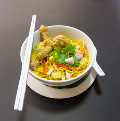 Khao Sawy Northern Thai Noodle Curry Soup  with chicken