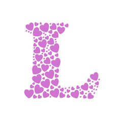 Alphabet  L  of hearts vector illustration