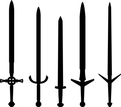 silhouettes of medieval swords