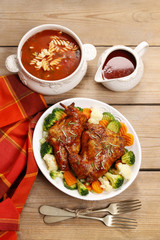 Roasted rabbit with vegetables