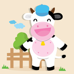 Cow Cute Character Cartoon Design