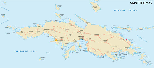 saint thomas, U.S. virgin islands map