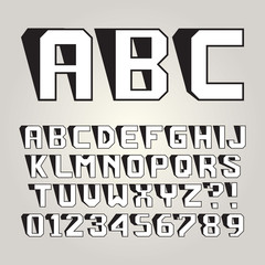Abstract Lean Shadow Alphabet and Numbers, Editable eps10 Vector