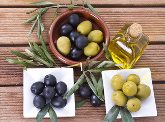 green and black olives