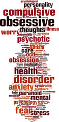 Obraz premium Obsessive word cloud concept. Vector illustration