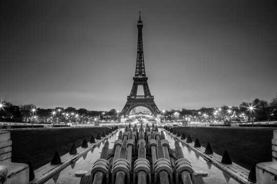 Fototapeta Eiffel tower, Paris, France in black and white.
