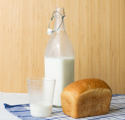 Milk bottle and bread