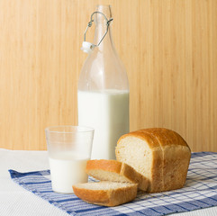 Milk bottle and bread