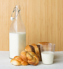 Milk bottle and bread
