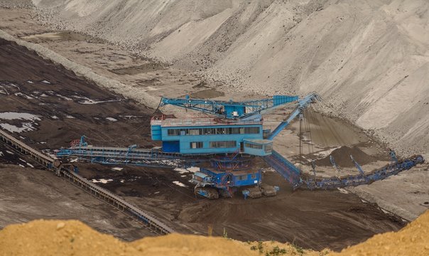 Industrial mining machine in mine