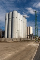 Storage silos in daylight
