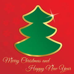 Christmass card with tree and snowflakes