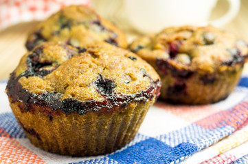 Homemade muffin, cupcakes, cake with berries