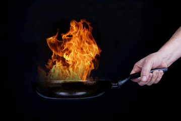 Fire on frying pan