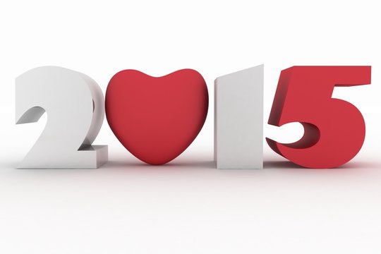 2015 year with heart. Isolated 3D image