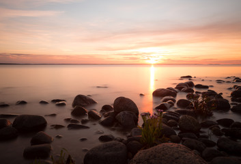 Sunset over the baltic sea, coastline of Öland