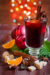 Christmas mulled wine with spices