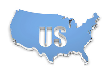 USA map with shadow effect and flag on a white background. 3d rendering.