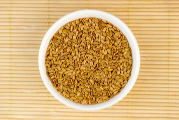 Aerial top view of golden flaxseed