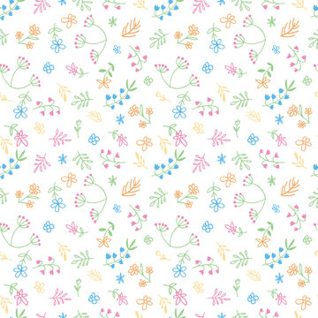 Vector hand drawn doodle flower seamless pattern