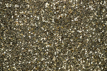 Macro background texture of black chia seeds