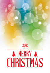 Merry Christmas greeting card with blur lights