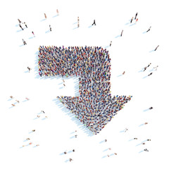 People in the shape of an arrow.