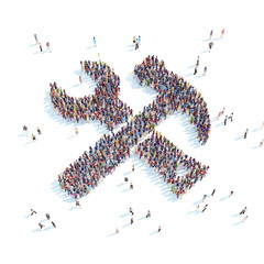 People in the shape of tools.