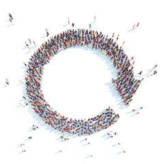 People in the shape of an arrow.