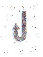 People in the shape of an arrow.