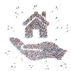 People in the form of a palm house.