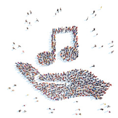 People in the form of palm with notes.