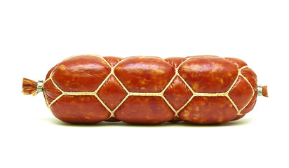 sausage isolated on a white background close-up