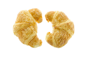 two croissant on white background